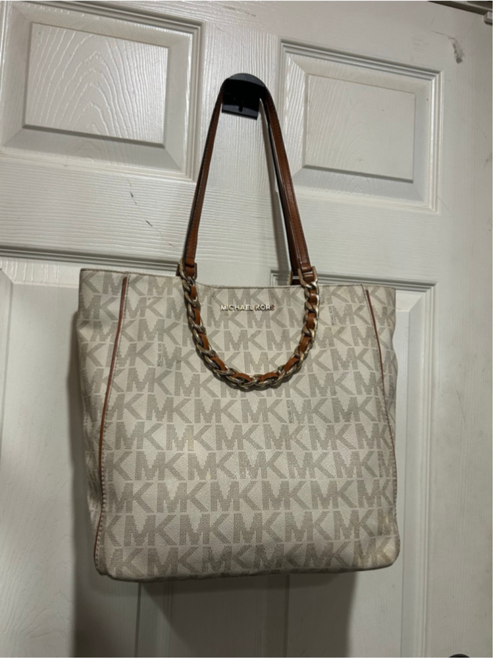 Women's Michael Kors Beige & Brown Monogram Tote Bag One Size